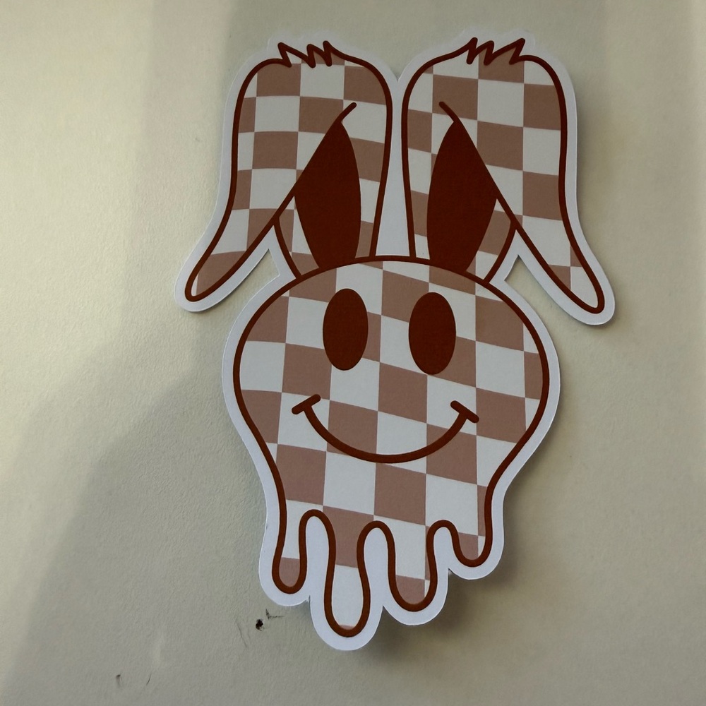 Brown‎ checkered print bunny ears card stock car freshie
